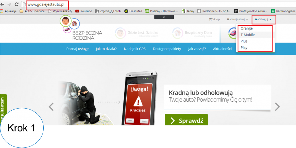 Instrukcja montazu lokalizatora GPS Krok pierwszy czyli screen ze strony z informacją jak prawidłowo zacząć korzystać z nadajnika BA.02